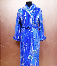 Махровий жіночий халат з поясом розмір 48 50 52 54 56, домашній ошатний халат яскравий шаль Синій