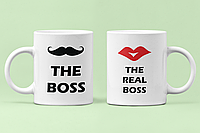 Парные чашки кружки Босс реальный Босс Boss real boss для Влюбленных Белые 330 мл