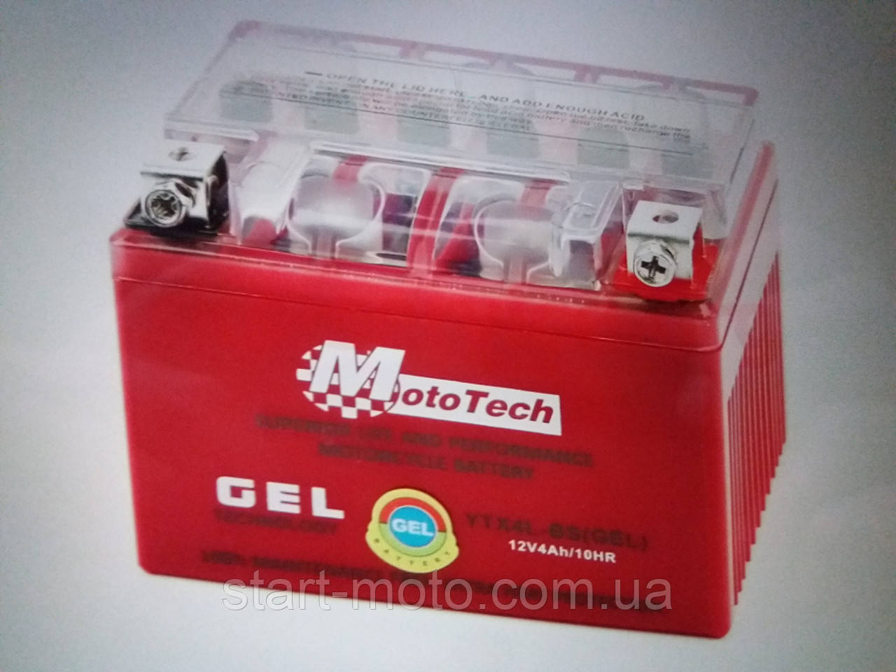 Акумулятор 12 V 4 А гелевий (L113xW70xH85mm) YTX4L-BS фірма MotoTech, фото 1