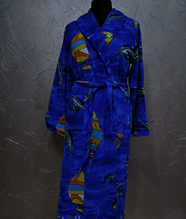 Махровий жіночий халат з поясом розмір 48 50 52 54 56 58 60, домашній ошатний халат яскравий шаль Синій