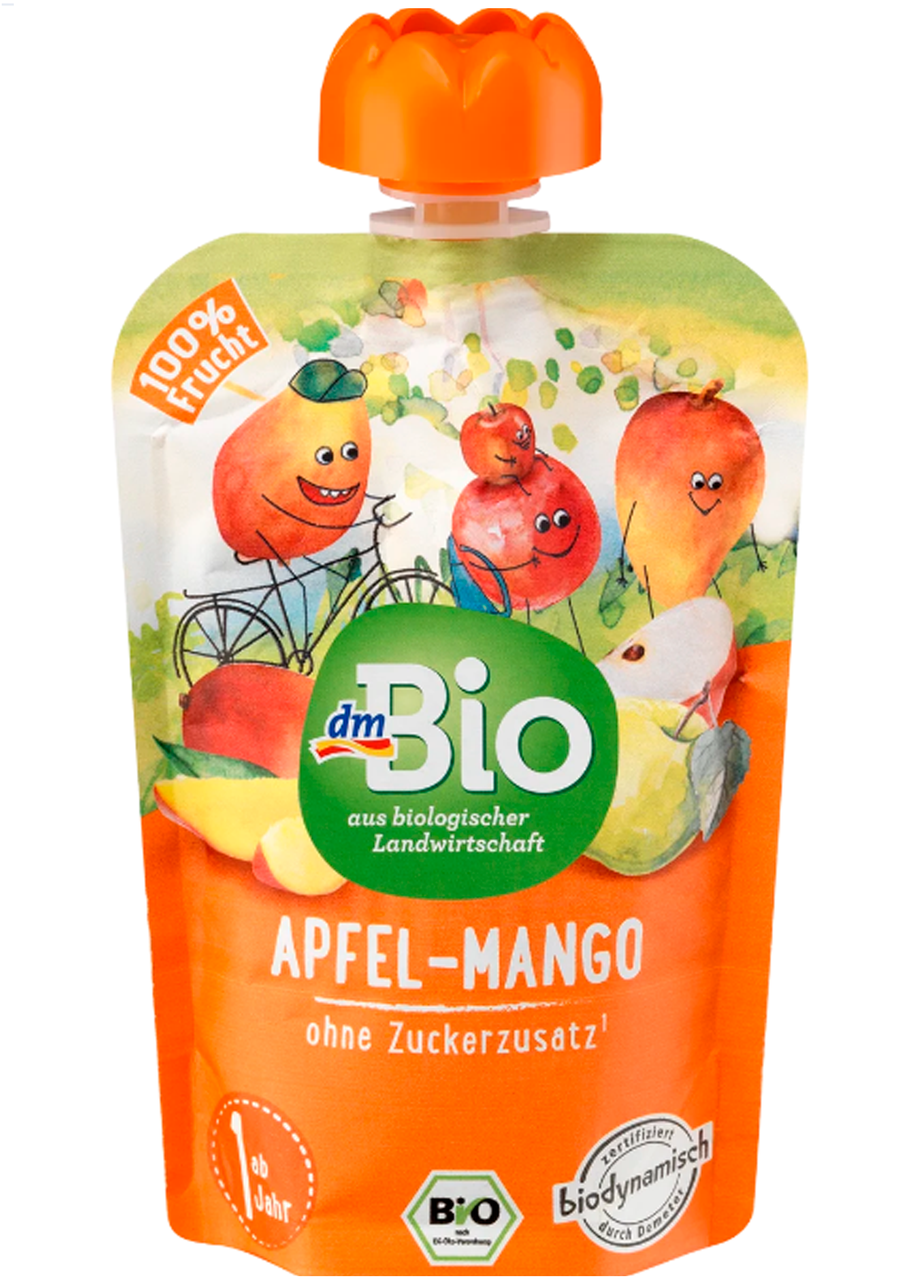 Пюре DM Bio яблуко-манго для дітей від 1 року, 100 г, фото 1
