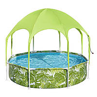 Детский каркасный круглый бассейн с навесом от солнца Bestway 56432 (244-51 см, с навесом, 1688 л) Зеленый