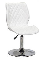 Стілець Nolan (Нолан) CH-BASE шкірозамінник білий, хромована кругла нога-опора, фото 2