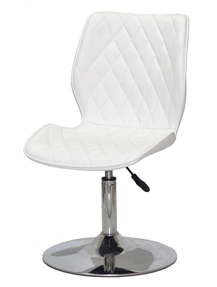 Стілець Nolan (Нолан) CH-BASE шкірозамінник білий, хромована кругла нога-опора, фото 1