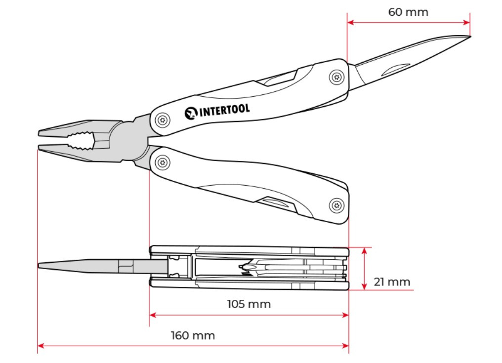 Мультиинструмент 12 в 1 с чехлом INTERTOOL HT-0541 - фото 9 - id-p818319861