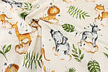 Ранфорс шириною 240 см "Звірятка на хмарах у листі" на бежевому № К-44-1, фото 5