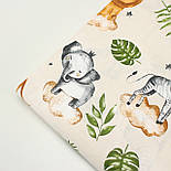 Ранфорс шириною 240 см "Звірятка на хмарах у листі" на бежевому № К-44-1, фото 8