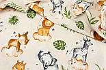 Ранфорс шириною 240 см "Звірятка на хмарах у листі" на бежевому № К-44-1, фото 4