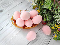 (9 шт) Набор флокированых пасхальных яиц 4 см, цвет РОЗОВЫЙ