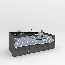 Дитяче ліжко з шухлядами Sleep well дерев'яна основа + ламелі 800х2040х1000 мм Антрацит