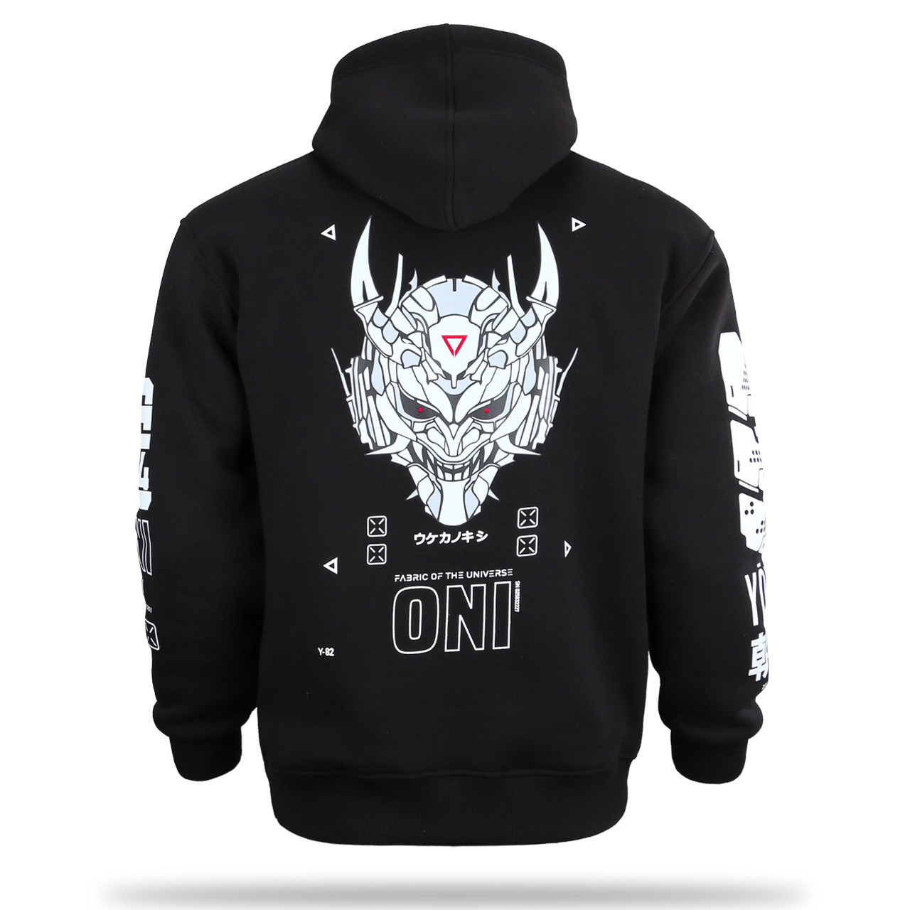 Худі Fabric of the Universe чорна тепла м’яка якісна на флісі з принтом ONI YOKAI, фото 1