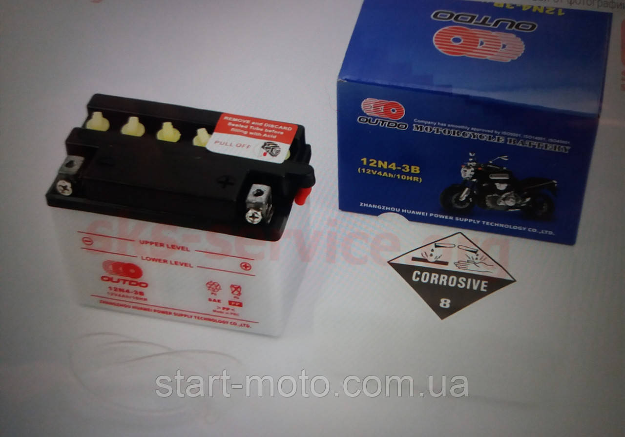 Аккумулятор кистотний 12V 4Аh mod:12N4-3B (113x70x85mm) OUTDO