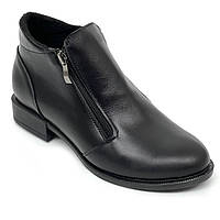 Ботинки черные женские кожаные на байке демисезон с замками сбоку Sergio Billini 4003 36 размер