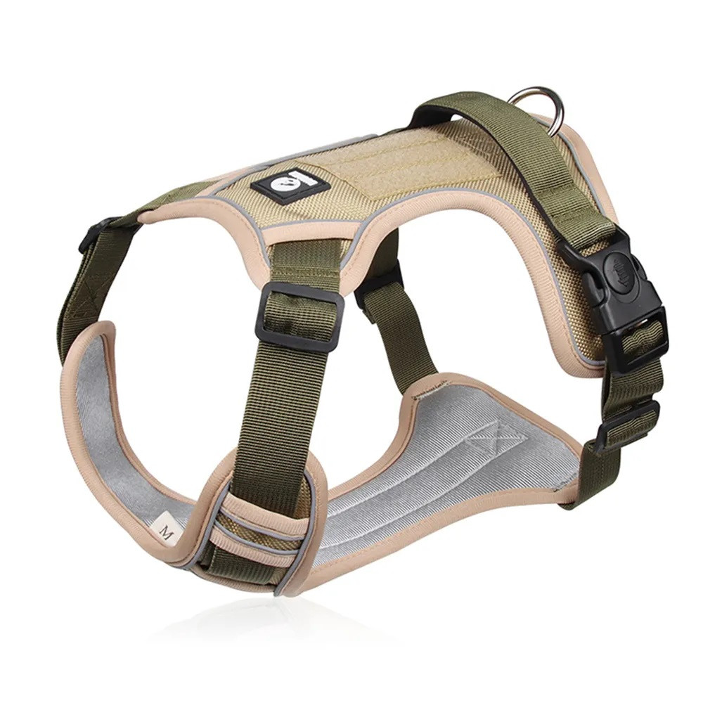 Шлея для собак Duomm Hiking, регульована нейлонова шлейка, Хакі S (36-50 см), фото 1