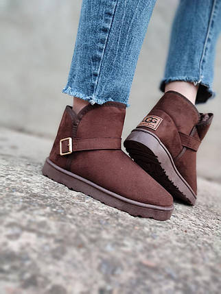 36 р UGG Coffee Уги коричневі короткі з фігурним верхом декорований ремінцем жіночі, фото 1