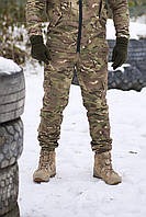Тактичні чоловічі теплі штани мультикам камуфляж, бойові чоловічі штани на флісі ЗСУ