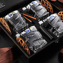 Каміння для віскі подарунковий дерев'яний набір 4 склянки. Кубики для охолодження віскі 4 кришталеві склянки Bohemia Zig-Zag 300 мл, фото 3