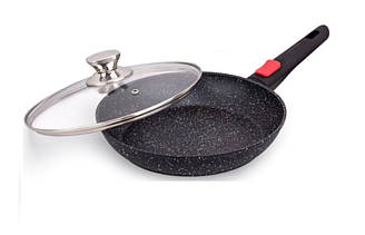 Сковорода Edenberg EB-13004 26 см з антипригарним мармуровим покриттям, знімною ручкою, скляною кришкою