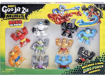 Набор 10 шт Фигурки Стретч-Антистресс Goo Jit Zu Minis Dino Power