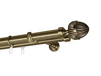 Карниз MStyle для штор металлический двухрядный 25 мм Труба/19мм Профиль Антик Одеон гладкий 240 см