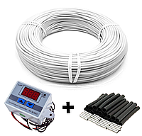 2м2. Комплект из нагревательного карбонового кабеля 33 ом/м 12К (20метров) с терморегулятором XH-W3001