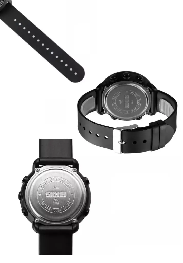 Спортивные мужские часы Skmei 1736 (Черные с черным циферблатом) - фото 8 - id-p2087422848