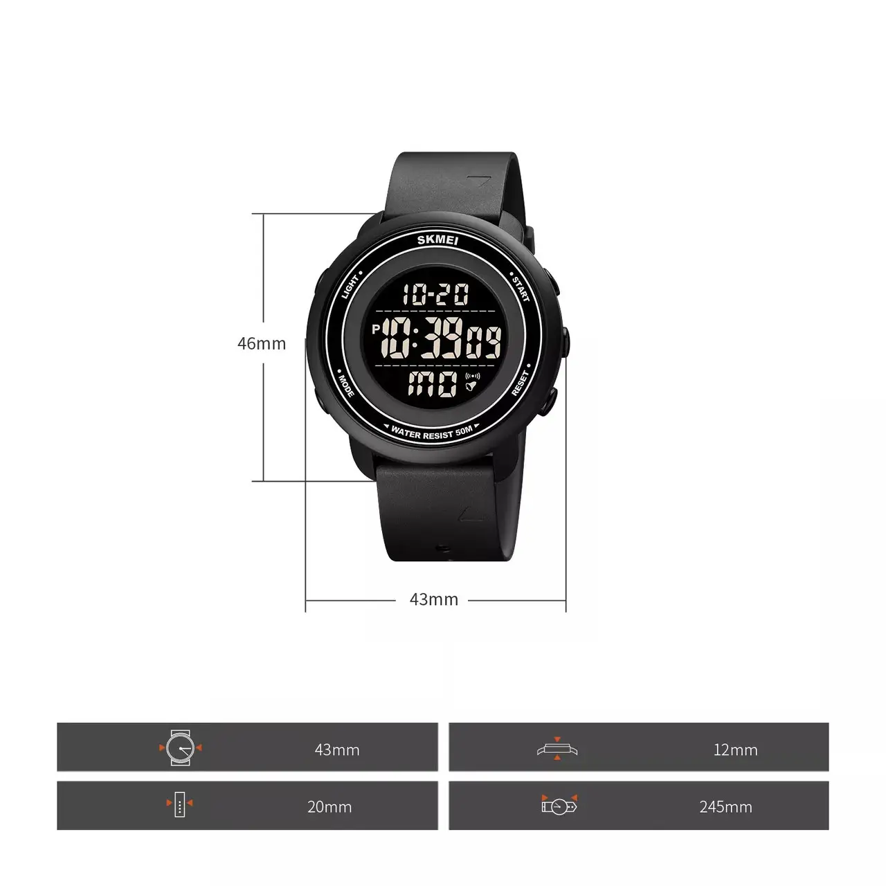 Спортивные мужские часы Skmei 1736 (Черные с черным циферблатом) - фото 10 - id-p2087422848