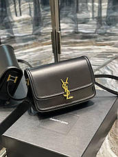 Чорна жіноча шкіряна сумка Yves Saint Laurent Solferino YSL Ев Сен Лоран шкіряна шкіра на плечі плечова, фото 4