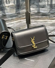 Чорна жіноча шкіряна сумка Yves Saint Laurent Solferino YSL Ев Сен Лоран шкіряна шкіра на плечі плечова, фото 3