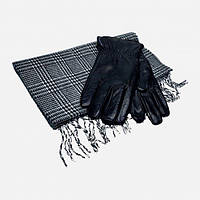 Комплект (рукавички + шарф) чоловічий Лео My love L Чорний / Сірий
