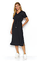 Женское летнее длинное платье с капюшоном черного цвета. Модель Eslina Zaps. Коллекция весна-лето 2024