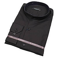 Черная мужская рубашка ворот стойка Negredo H-210 C:03