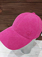 Женская вельветовая бейсболка/кепка брендовая однотонная (Размер 55-58), Фуксия