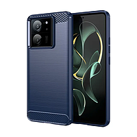 Противоударный чехол бампер для Xiaomi 13T / 13T Pro iPaky Carbon Fiber Blue (Синий)