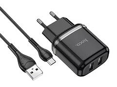 Зарядний пристрій 220В USBx2 з кабелем USB - micro USB Hoco N4 Aspiring