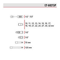 Набір інструментів INTERTOOL ET-6021SP, 21 од., 1/2" , у кейсі, фото 7
