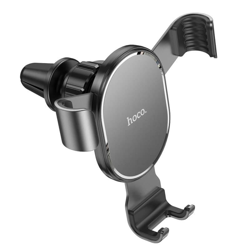 Тримач для телефону в повітропровід для машини HOCO Armor metal gravity Car holder (4.5" - 6.7"). Black, фото 1