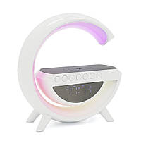 Настольная лампа-ночник BT-3401+часы, Bluetooth колонка, бспроводная зарядка телефона, свет RGB, Box
