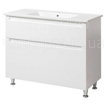 Тумба ЮВВІС для ванної кімнати 100 см біла підлогова ЕЛЬБА з умивальником ВЕСТА