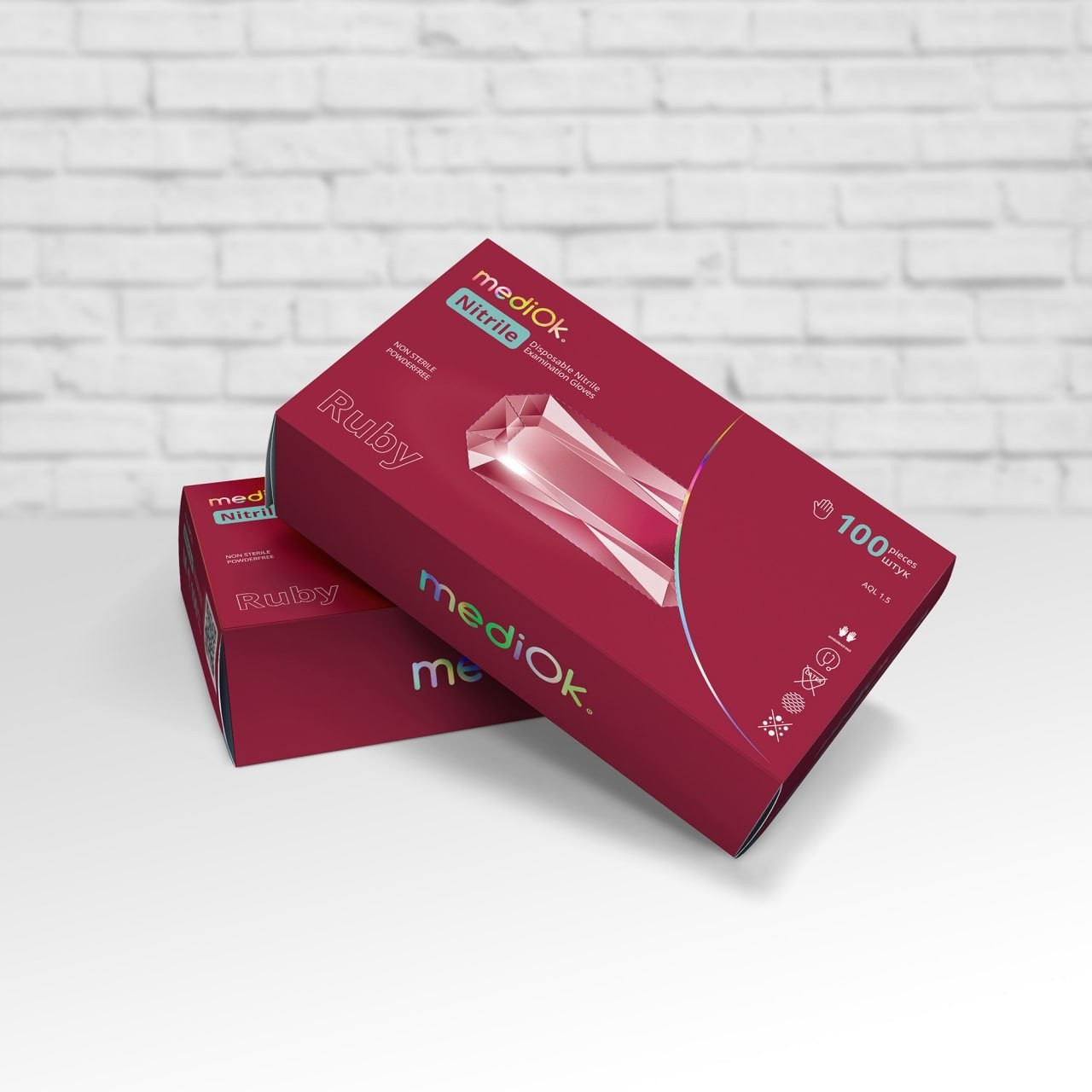 Рукавички нітрилові MediOk Ruby бордові 100шт М