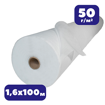 Агроволокно для укриття рослин 50 г/м² біле 1,6х100 м в рулоні зимове для утеплення теплиць від заморозків