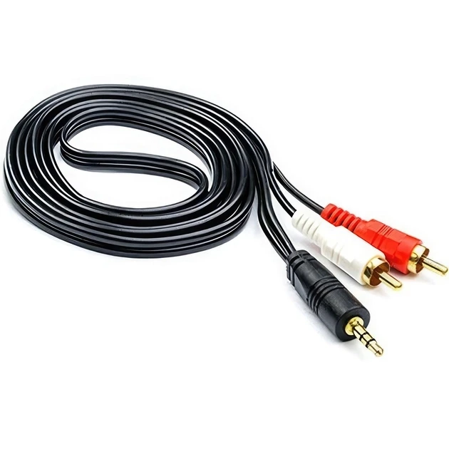 Кабель 3.5 на 2 тюльпани 2RCA-3.5mm 3015 1.5m Good, дріт 3.5 jack на тюльпан для аудіопристроїв ART-0091 Лучшая цена