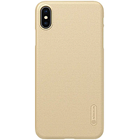 Противоударный чехол бампер Nillkin Super Frosted Shield для iPhone Xs Max Gold (Золотой)