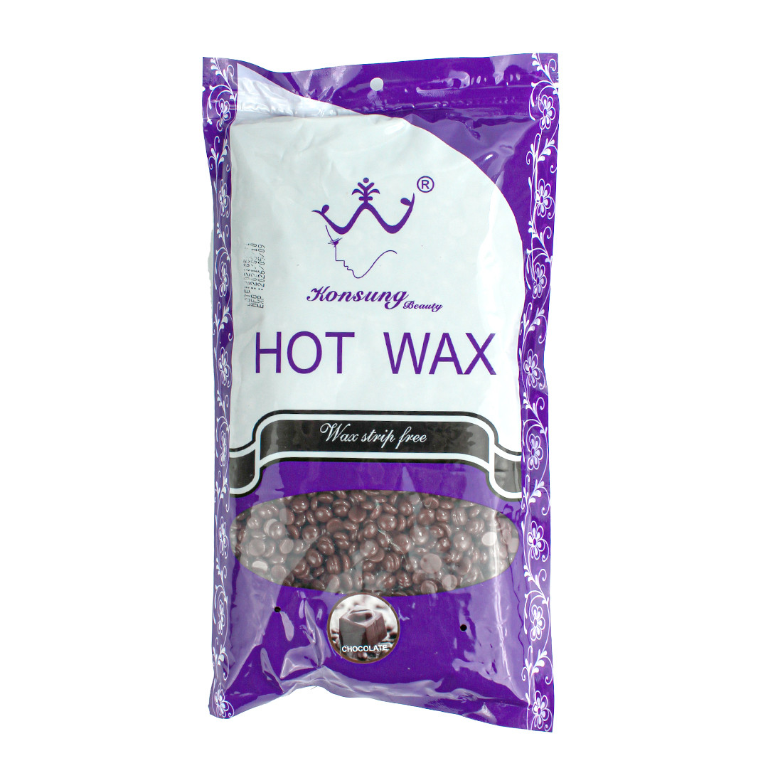 Віск у гранулах Konsung Hot Wax Beans 500гр аромат Шоколаду для депіляції для воскоплаву плівковий віск гранули