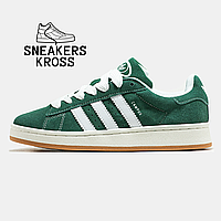 Жіночі кросівки Adidas Campus Dark Green White, Кеди Адідас Кампус зелені, Originals campus 00s cloud