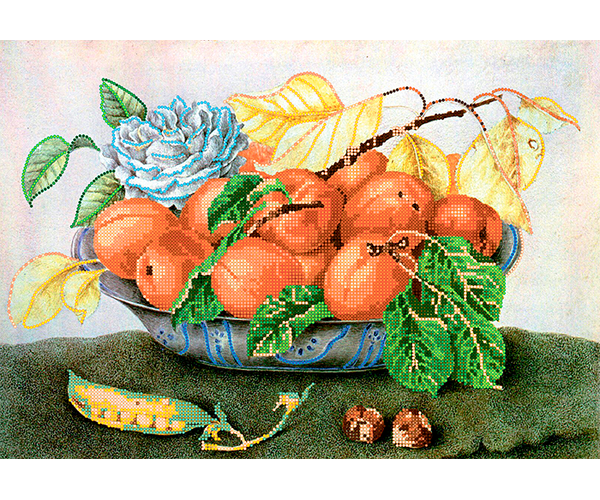 Схема для вишивання бісером Абрикоси в тарілці, розмір 40х28 см, арт. 1255, фото 1