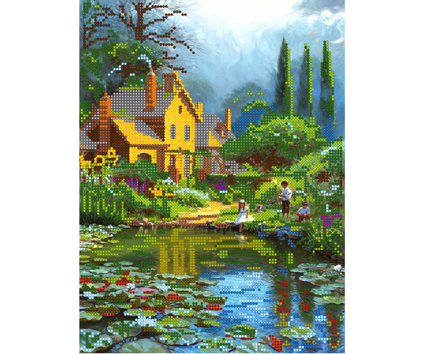 Схема для вишивання бісером Діти біля озера, розмір 21х28 см, арт. 1332, фото 1
