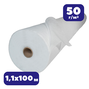 Агроволокно для укриття рослин 50 г/м² біле 1,1х100 м в рулоні зимове для утеплення теплиць від заморозків