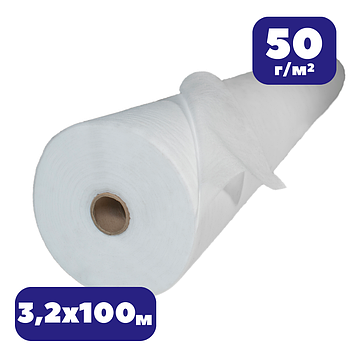Агроволокно для укриття рослин 50 г/м² біле 3,2х100 м в рулоні зимове для утеплення теплиць від заморозків
