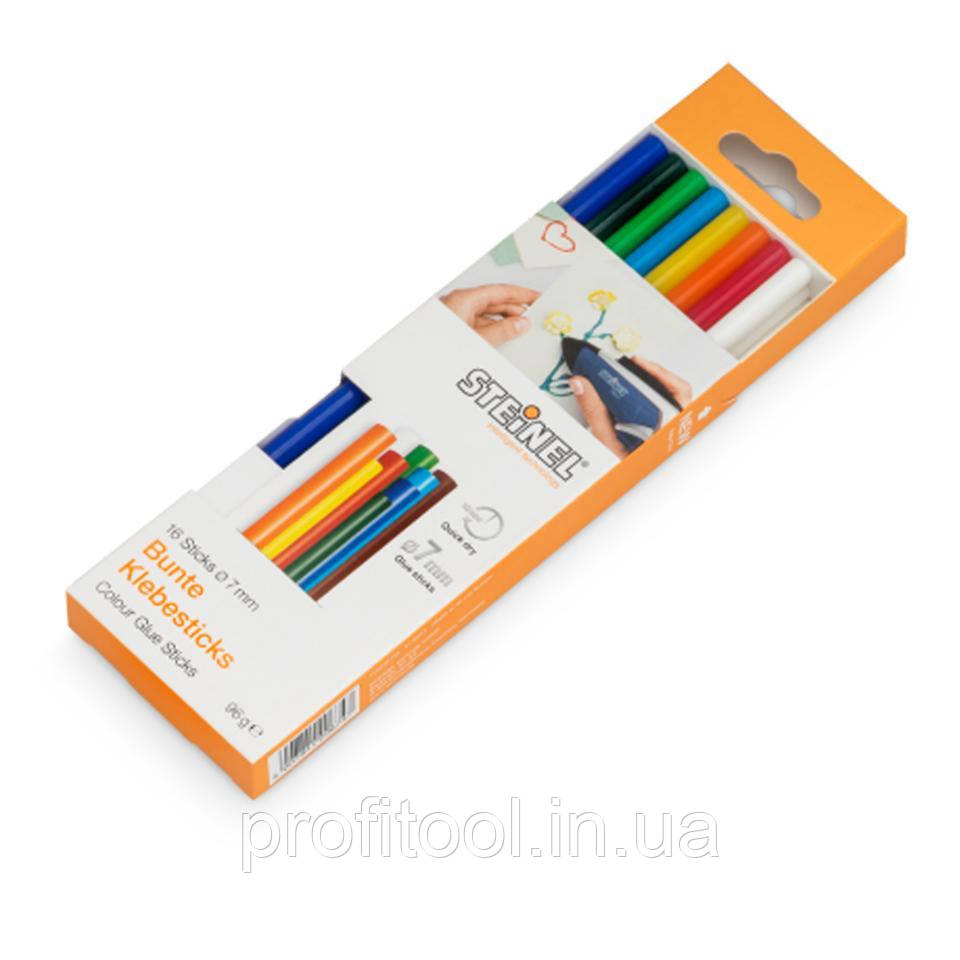 Стрижні термоклейові STEINEL - Color-Sticks 7 мм кольорові 96 г (16 шт) (006969)